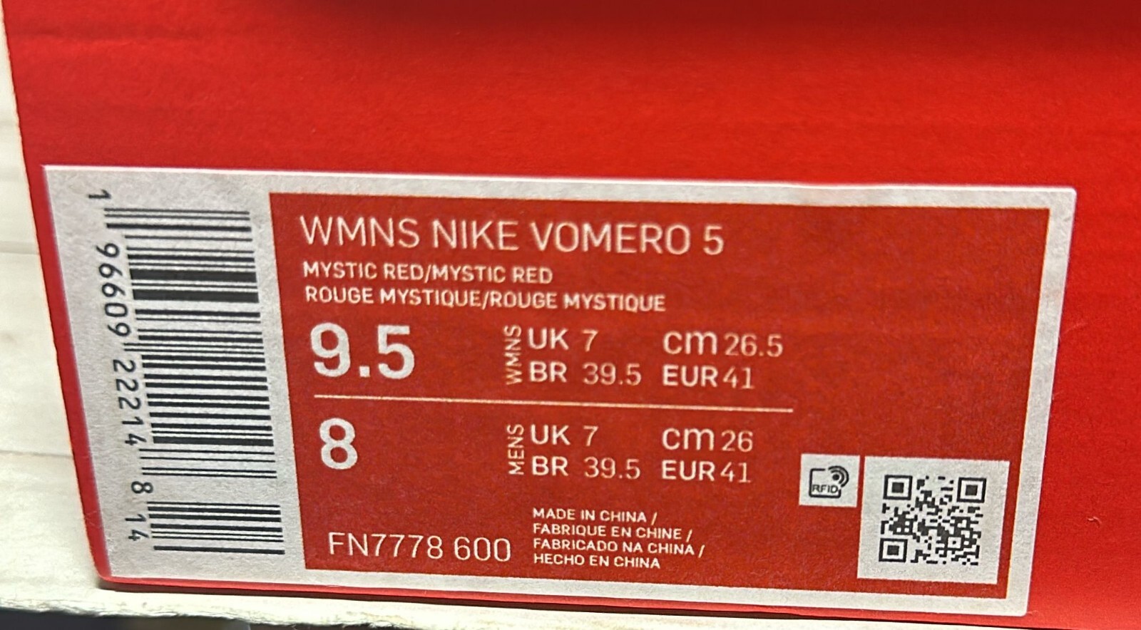 Nike Zoom Vomero 5 Red Black Casual Shoes FN7778600 Women's Size 9.5/Men's 8 eBay