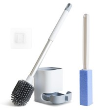 QUIVIX Toilet Cleaner Brush, Silicone Brush+Pumice Stone for White