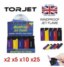 Genuine Torjet Windproof Turbo Jet Flame Lighter Refillable Assorted Colours