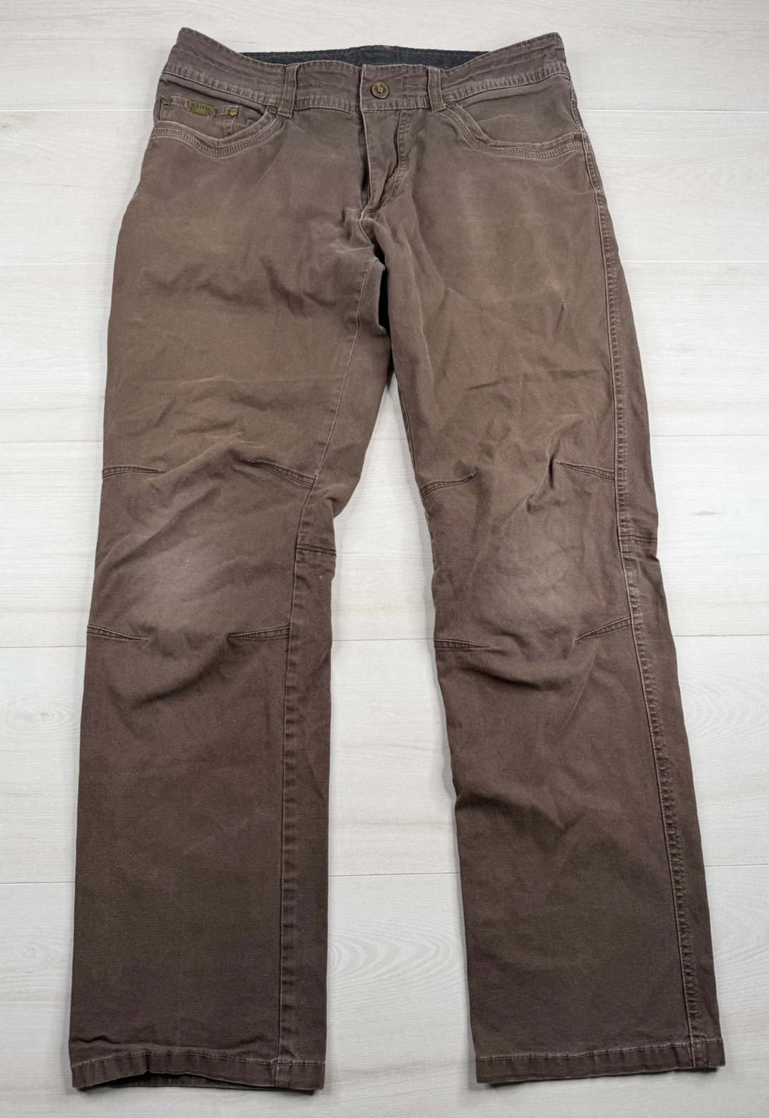 Kuhl Kanvus Jeans Vintage Patina Dye Brown Faded Distressed Hiking Mens 32x30
