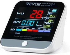 VEVOR Air Quality Monitor 8 in. PM2.5 Particle Counter Formaldehyde Temperature