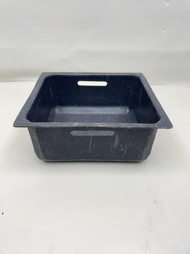 BLACK PLASTIC 16 3/4" L X 15 1/8" W X 7 1/8" T STORAGE BIN W/ HANDLES BOAT