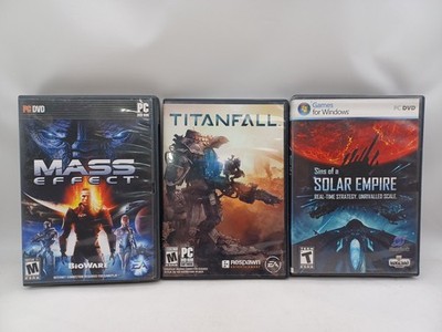 3 Game PC DVD-Rom Lot: Mass Effect, Titanfall, Sins of a Solar Empire - Complete
