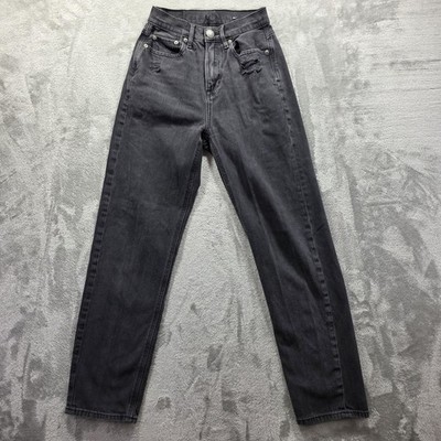 American Eagle Jeans Womens 00 Regular Black Highest Rise Boyfriend Distressed