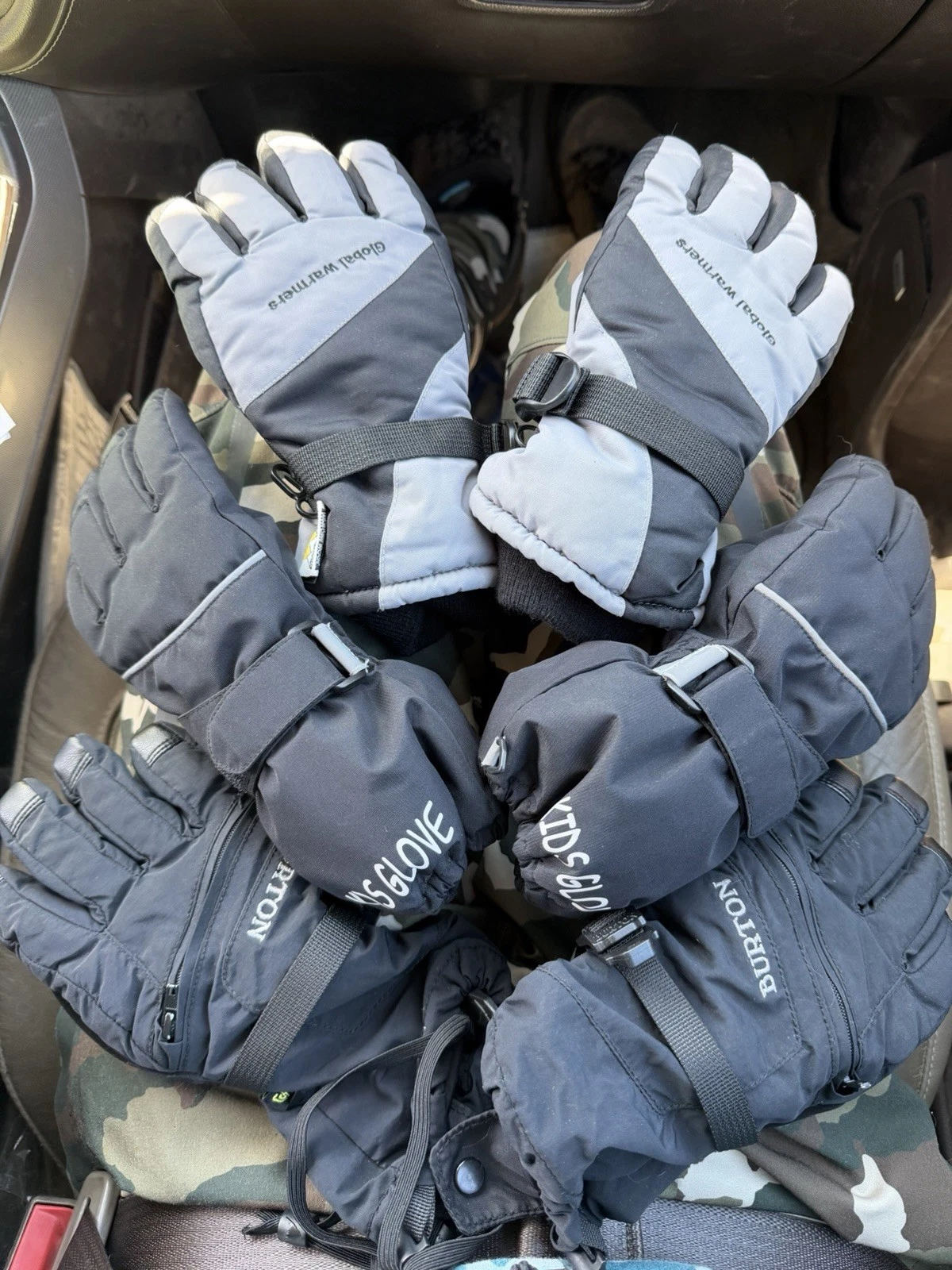 3 Pairs Kids Winter Snow Gloves (Burton + Others) – See Photos