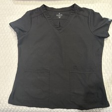 EUC Women's Med Couture Insight MC2411 Black 3 Pocket V Neck Scrub Top M