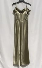 Jenny Yoo Women's Satin Cowl Neck Maxi Dress Bridesmaid Gown Champagne Sz 8