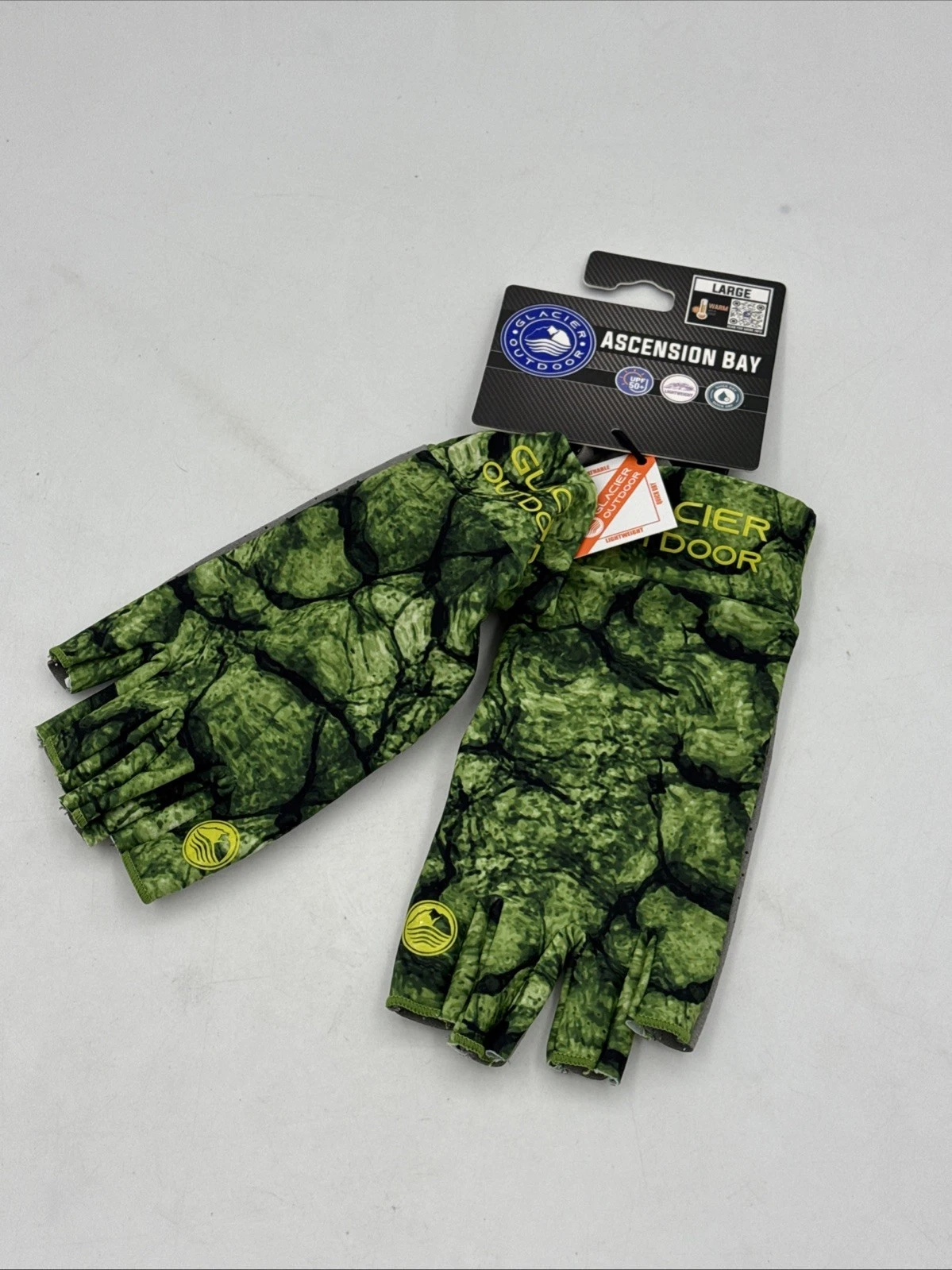 Glacier Glove Ascension Bay Sun Gloves UPF 50+ Green Large Outdoor NWT 007AG L