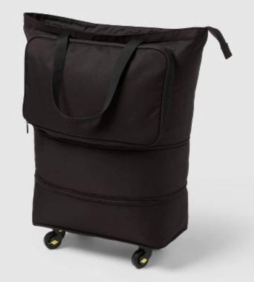 Brightroom Collapsible Rolling Tote Soot Bag, Black.
