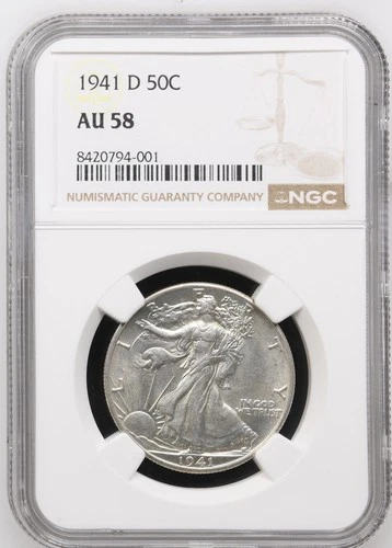 1941-D Walking Liberty Half Dollar  NGC AU-58