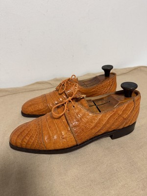 David Eden Mens Oxfords/Size 9 Crocodile David Eden Mens Liric Oxford Brown Crocodile & Lizard Cap  main image 3