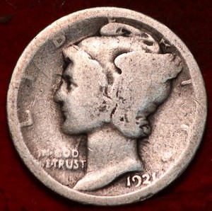 1921 Philadelphia Mint Silver Mercury Dime