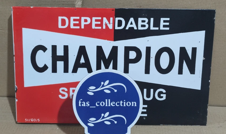 Champion Spark plugs Porcelain Enamel Sign 18 x 10 Inches 2 Sided - Image 4 of 4