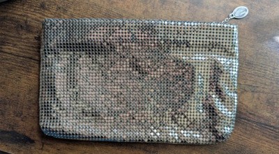 Vintage Whiting & Davis Silver Tone Sequin Coin Makeup Old Hollywood Clutch