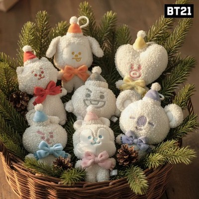 BTS BT21 Official Goods SNOWMAN PLUSH KEYRING + Tracking Number