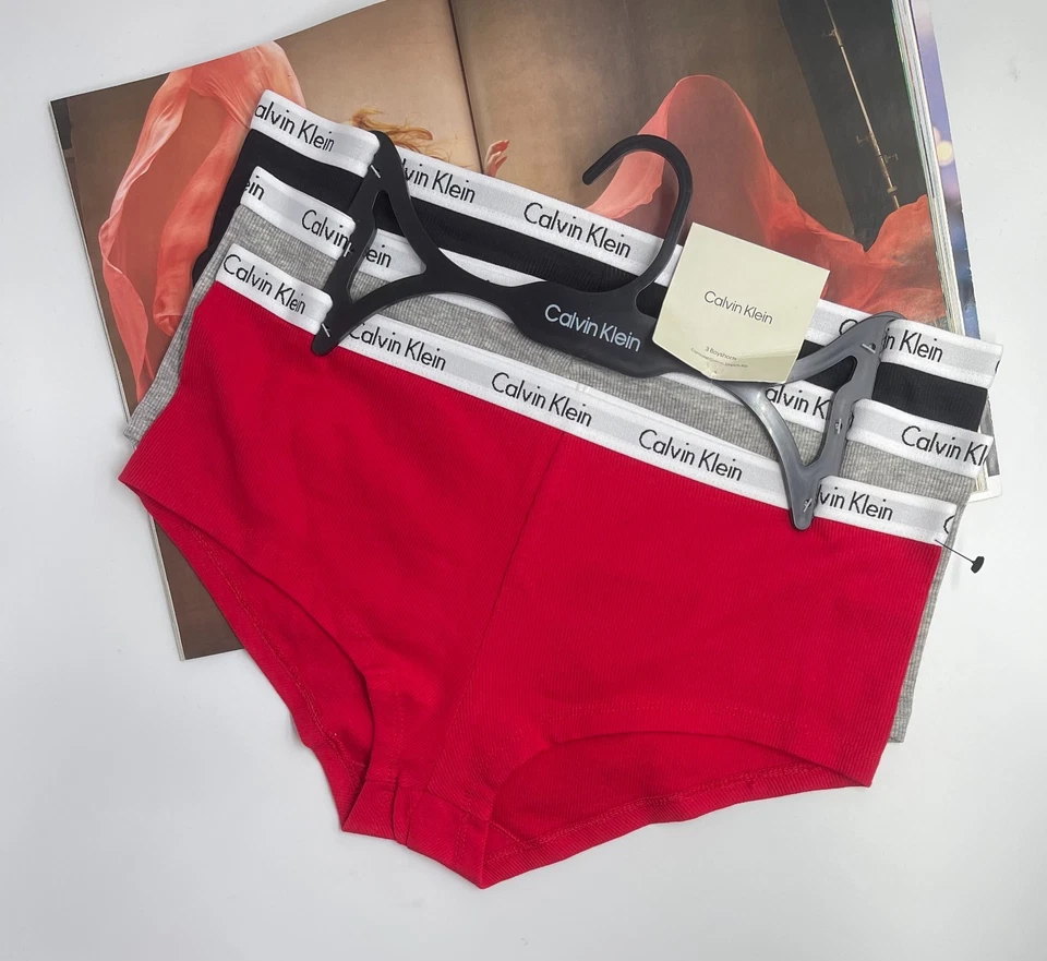 Nuevo con etiquetas Calvin Klein Algodón Mujer Carrusel Acanalado Boyshort **ELIGE** Foto 2 de 4