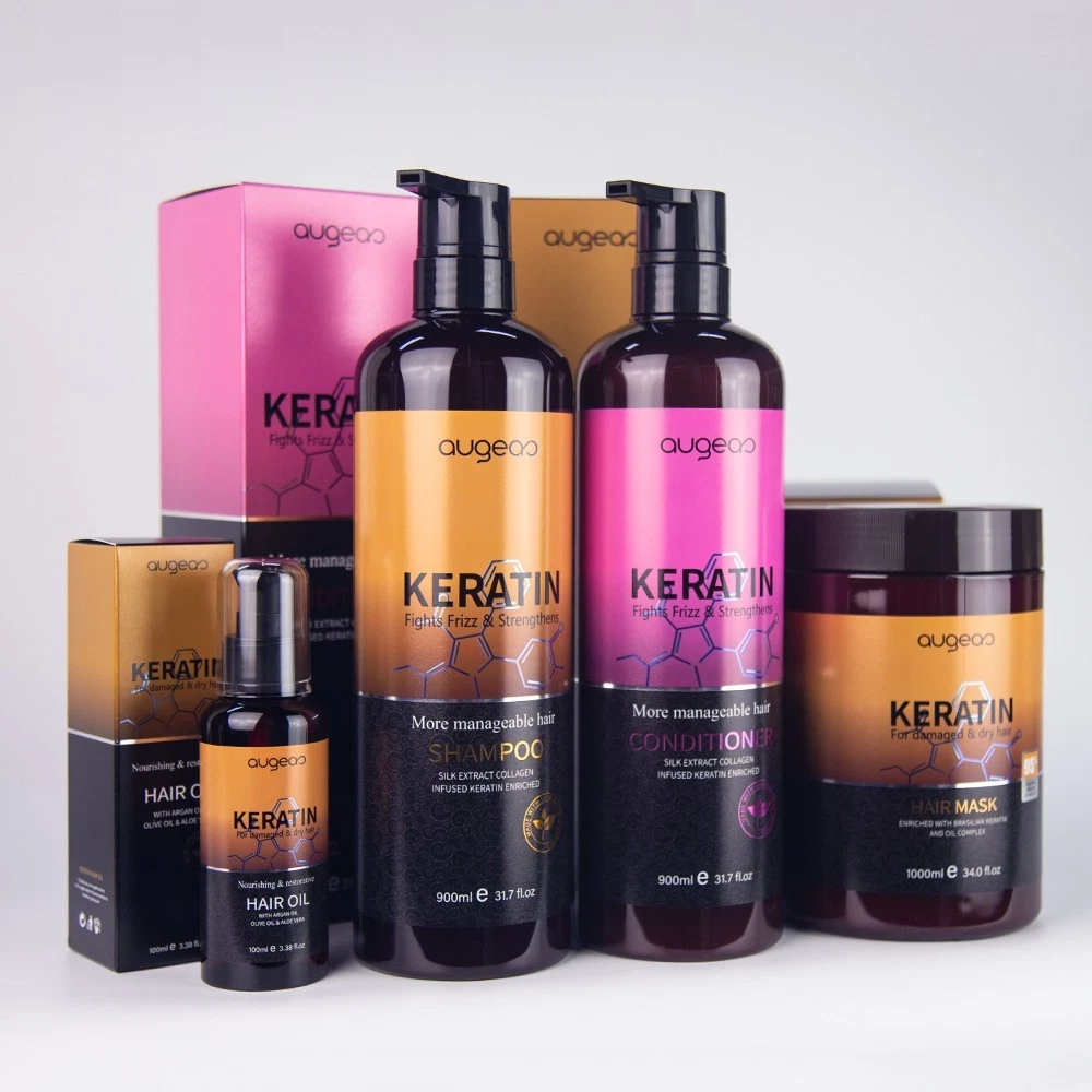 Salon Size Keratin & Collagen Hair Care Set Damaged Repair, Anti-Frizz Nourishes