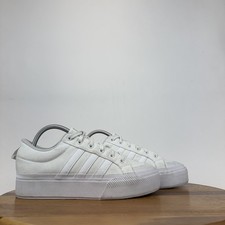 Womens Adidas Bravada 2.0 Platform Triple White Canvas Casual Sneakers Size 8.5