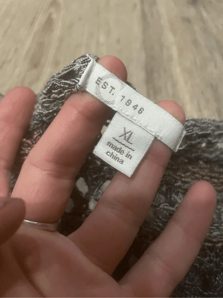 Cato XL Grey and Blue Sleeveless Fringe Long Vest — 第 3/4 张图片