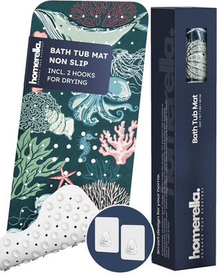 Homerella Anti Mold Non-Slip Kids Adult Bathtub Shower Mat 40'' x 16'' Boho Reef