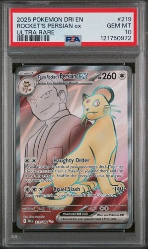 PSA 10 GEM MINT 2025 DRI EN-DESTINED RIVALS TEAM ROCKET'S PERSIAN EX 219/182 🔥