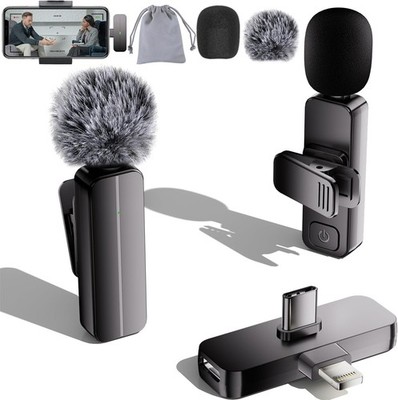 Plug & Play Dual Wireless Lavalier Microphones for iPhone & Android - 65ft Range