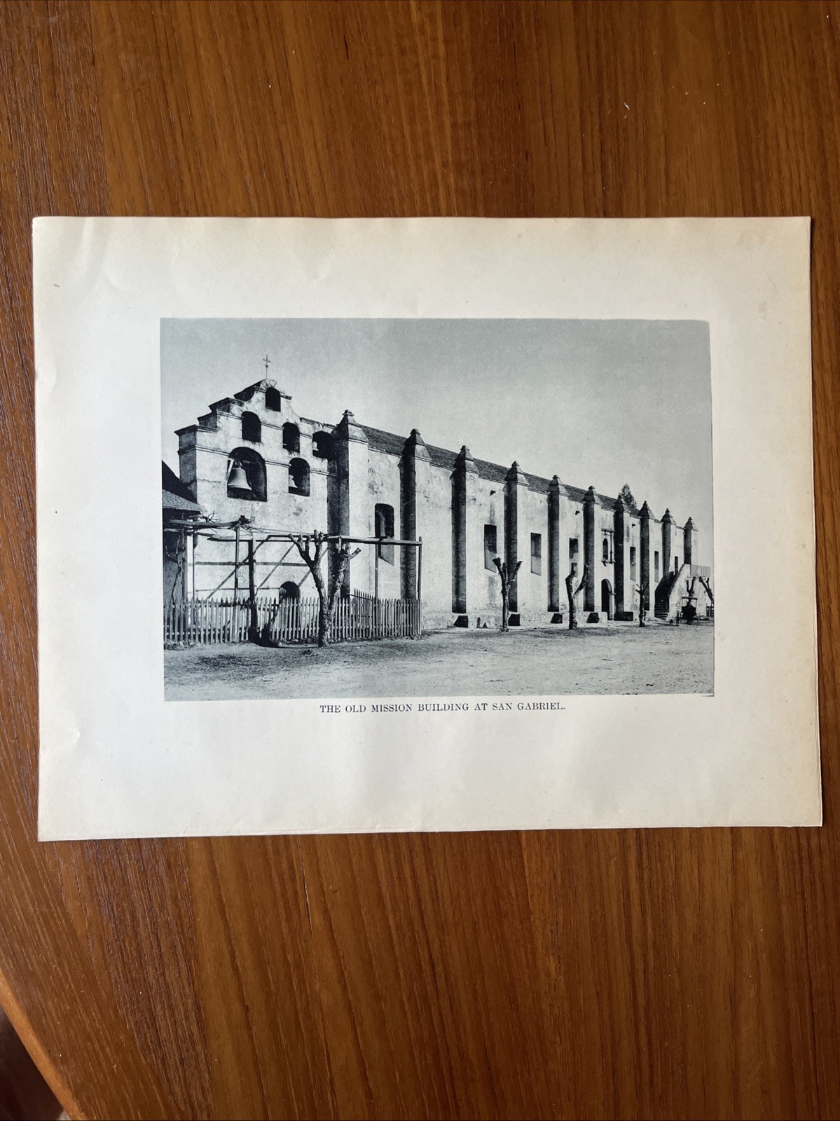 1889 Photographic Print Of San Gabriel Mission In California - Rare L.A. History