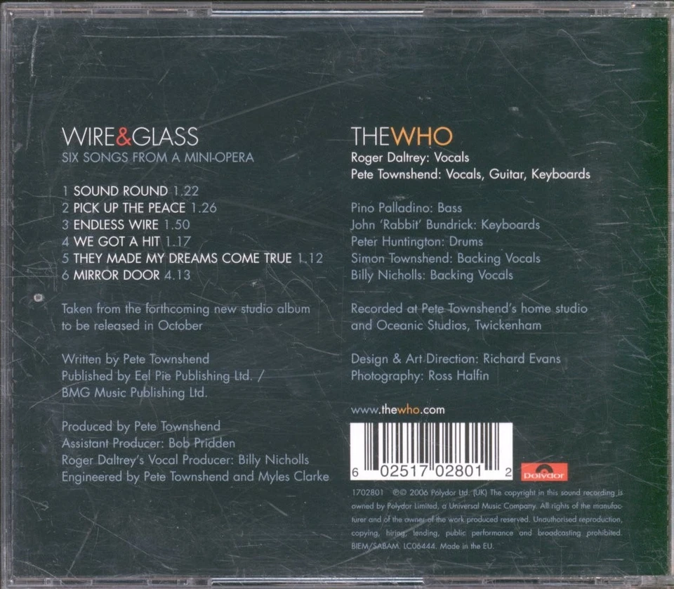 Who Wire & Glass (Six Songs From A Mini-Opera) CD Europe Polydor 2006 1702801 - Bild 2 von 3