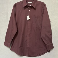 NWT Pierre Cardin Men's Shirt Long Sleeve Button Down Sz 16 32/33 Burgundy