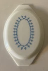 Vtg Milk Glass Pyrex 945 C Blue Garland Snowflake Oval Casserole Lid Only 12 5/8