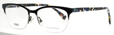 FENDI FF0175 TWH Black Womens Semi Cat Eye Half Rim Eyeglasses 52-16-145 B:36 A