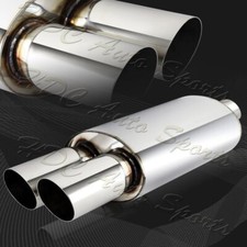 3 Dual Slant Tip Stainless Steel 3 Inlet Weld-on Exhaust Muffler Universal