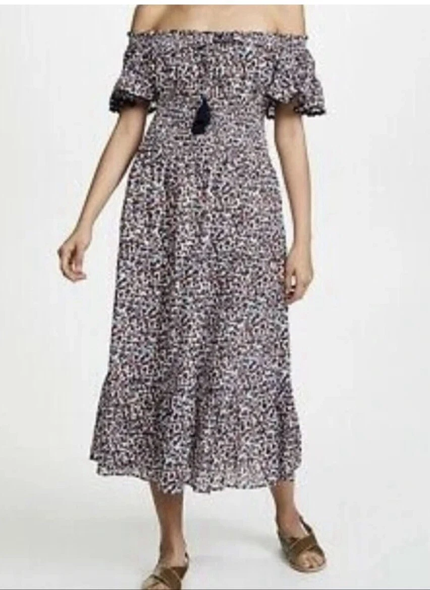 Abito Tory Burch nuovo con etichette fiori selvatici smocked spalle scoperte X Large $398