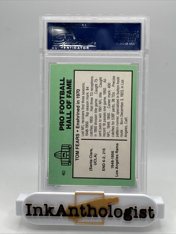 1985 Football Immortal #40 Tom Fears Auto Signed PSA - Image 3 of 3