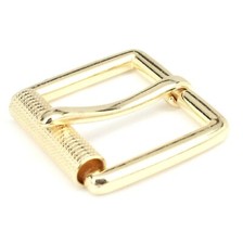 Square Heel Bar with Embossed Roller Buckle 1.5 Inch Brass 65101-01