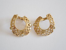 Boucles D'oreilles Pierre Lang Avec Clip Et Pierres Claires 10,5 G/2,8 X 2,8 Cm