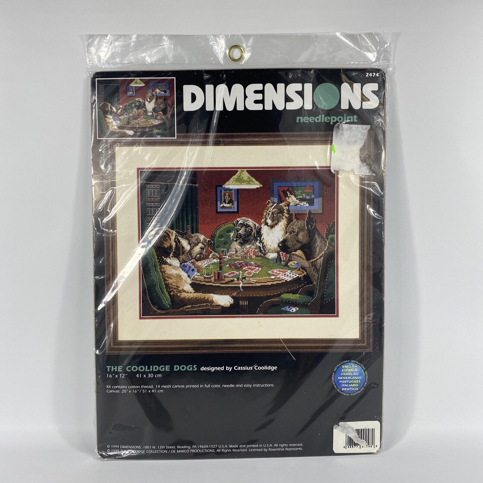NEW -  Dimensions Needlepoint Kit "THE COOLIDGE DOGS" 2474 Dogs Playing Poker