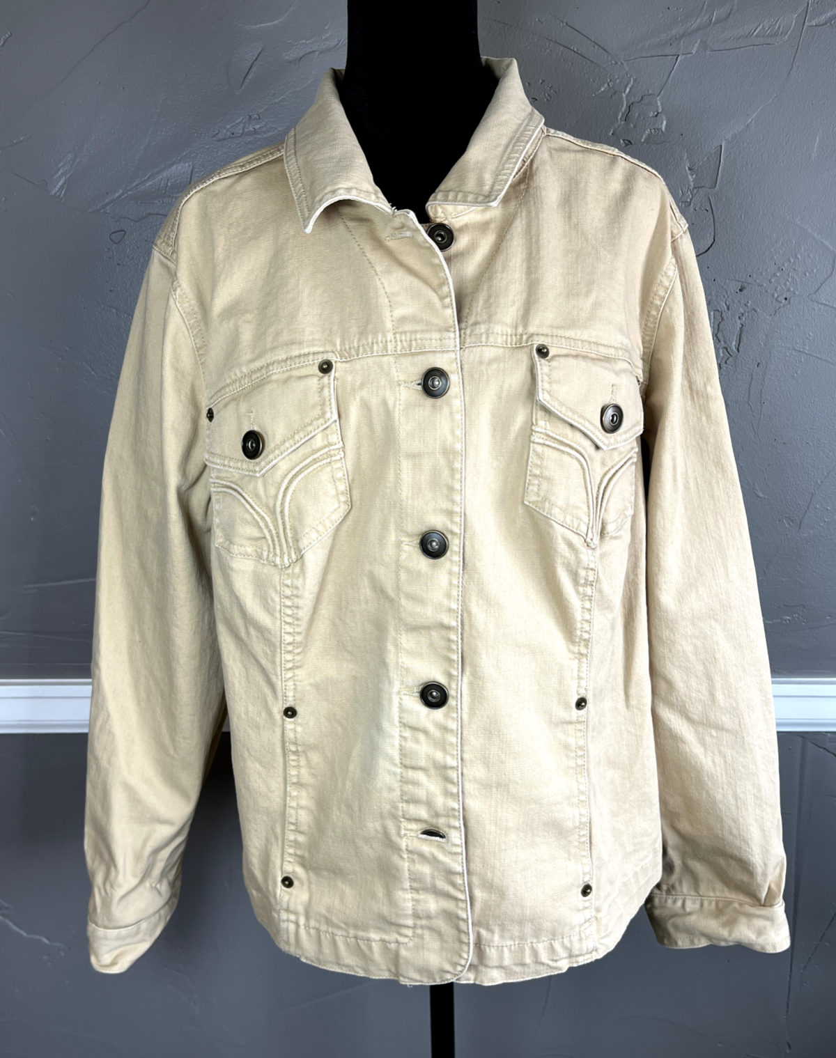 Style & Co Women's Size 16W Tan Button Front Jacket with Pockets