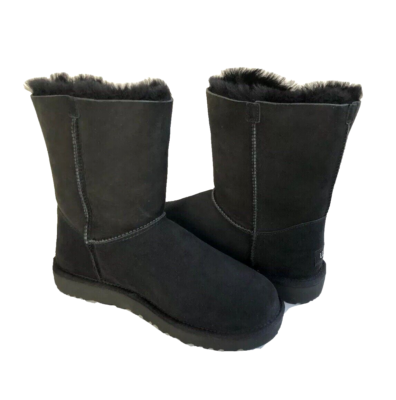 UGG CLASSIC SHORT CHARM CRYSTAL BLING BLACK POM POM BOOTS US 12
