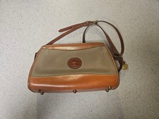 Vintage Dooney  Bourke Bone/Tan Pebbled Leather Zip Top Crossbody Bag