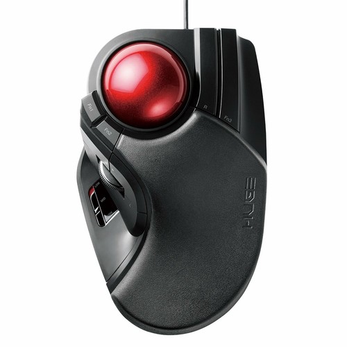 erekomu Trackball Mouse Wiredx5927;x7389; 8 Button Tilt Function Black Medium -