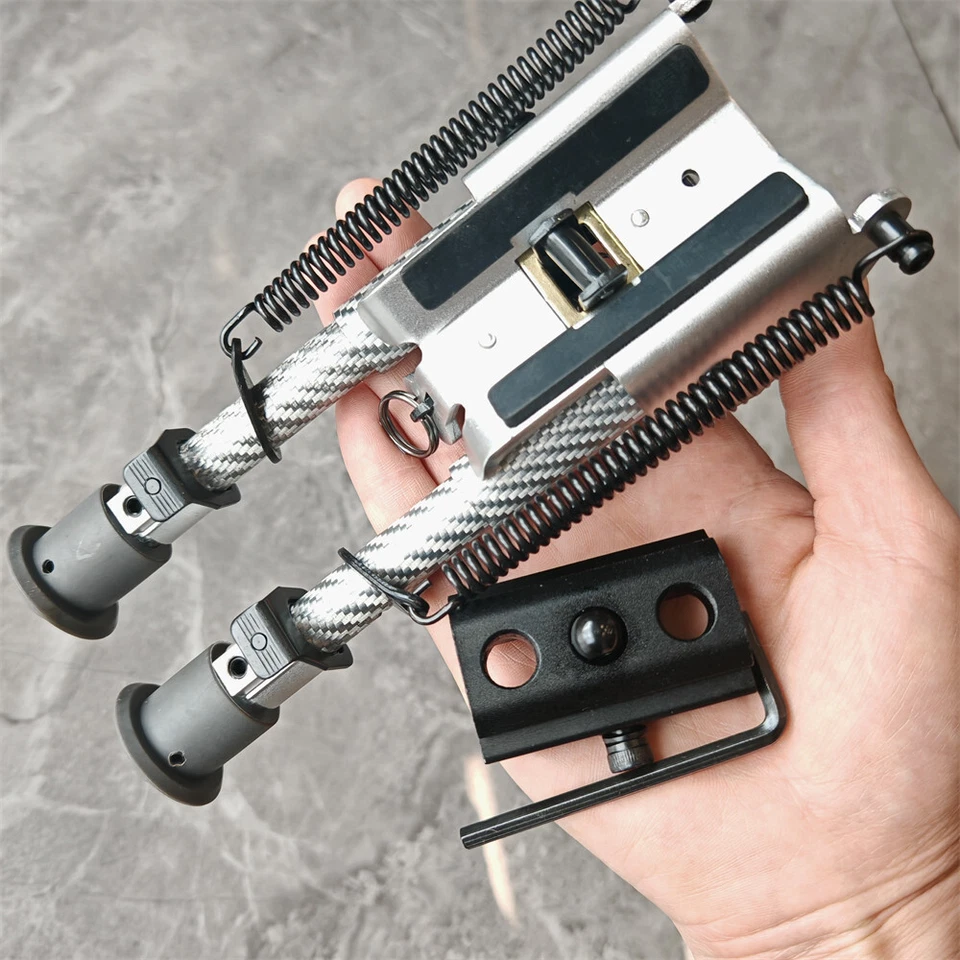 Harris Style Bipod Carbon Fiber Adjustable Spring Swivel with Picatinny Adapter - Image 2 of 4