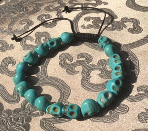 Türkis Totenkopf HandMALA Mala Gebetskette Yak-Knochen NEPAL tolle