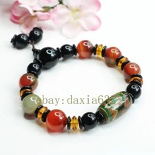 Natural agate bracelet Three eyes Heavenly beads Buddha beads bracelet