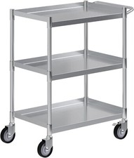 3 Shelf Stainless Steel Tubular Utility Cart  Metal Utility Cart on Wheels