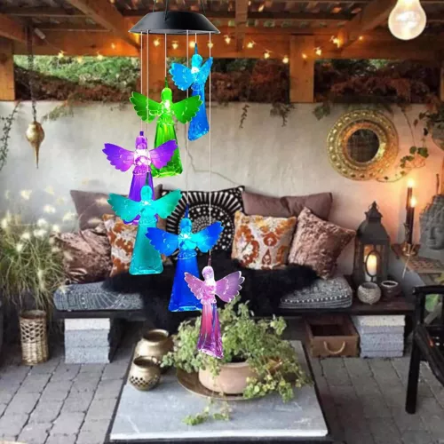 Solar Mobile Lights Hanging Wind Chime, Color Changing Outdoor Solar Garden - Picture 5 of 7