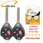 2 Replacement For 2010 2011 2012 2013 Toyota Corolla Car Key Fob Remote + G Chip (For: Toyota Corolla)