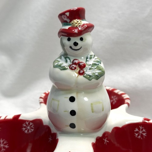 Tracy Jolly Ol’ Snowy 3 Section Snowman Candy Appetizer Dish Decor Christmas - Picture 15 of 17