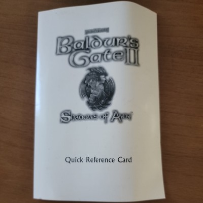 Baldur's Gate II ''Shadows of Amn'' Quick Reference Card, No Game