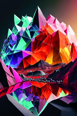 Original Kunst - Leinwand-Druck - Ice Volcano - 90x60cm mit Zertifikat 
